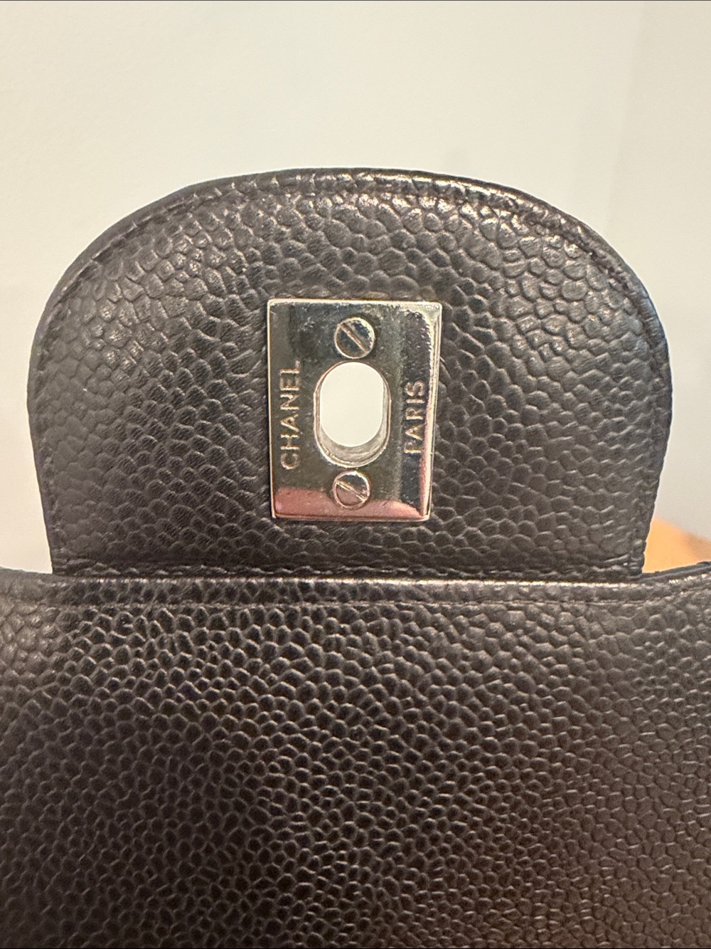 Pre-Loved CHANEL Black Caviar Leather Jumbo Single Flap with Silver Hardware - Picture 13 of 16